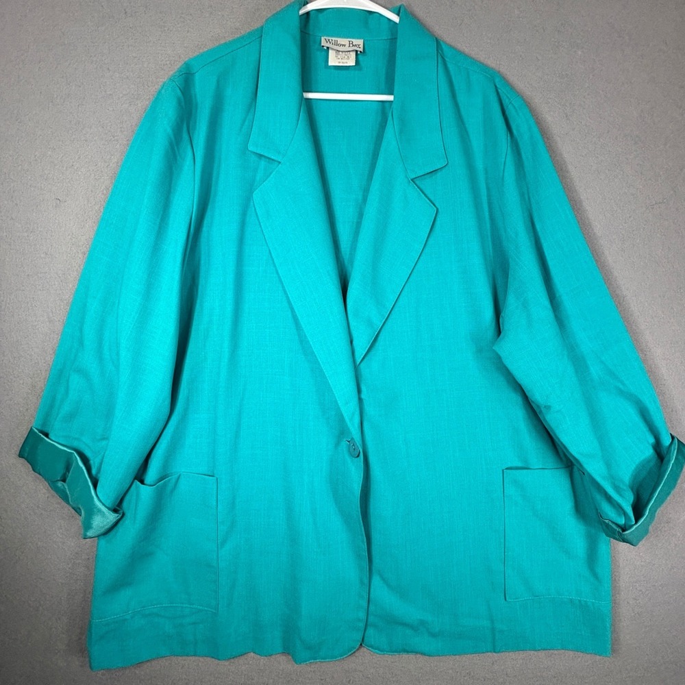 Willow Bay Blazer Single Button Women 22W 24W 3X‎ Plus Size Vintage 80s 90s USA
